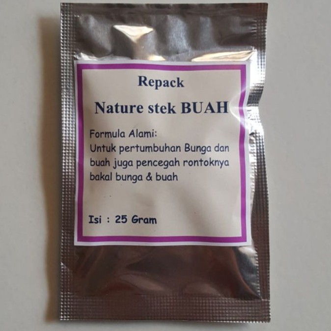 Pupuk Nature Stek Buah Repack 25GR Percepat Pertumbuhan Buah dan Anti Rontok Bunga Bakal Buah