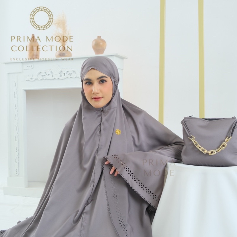 Mukena Dewasa Silky Daily Lasercut 2in1 Chain Series Aleesa Tas Rantai Aleena