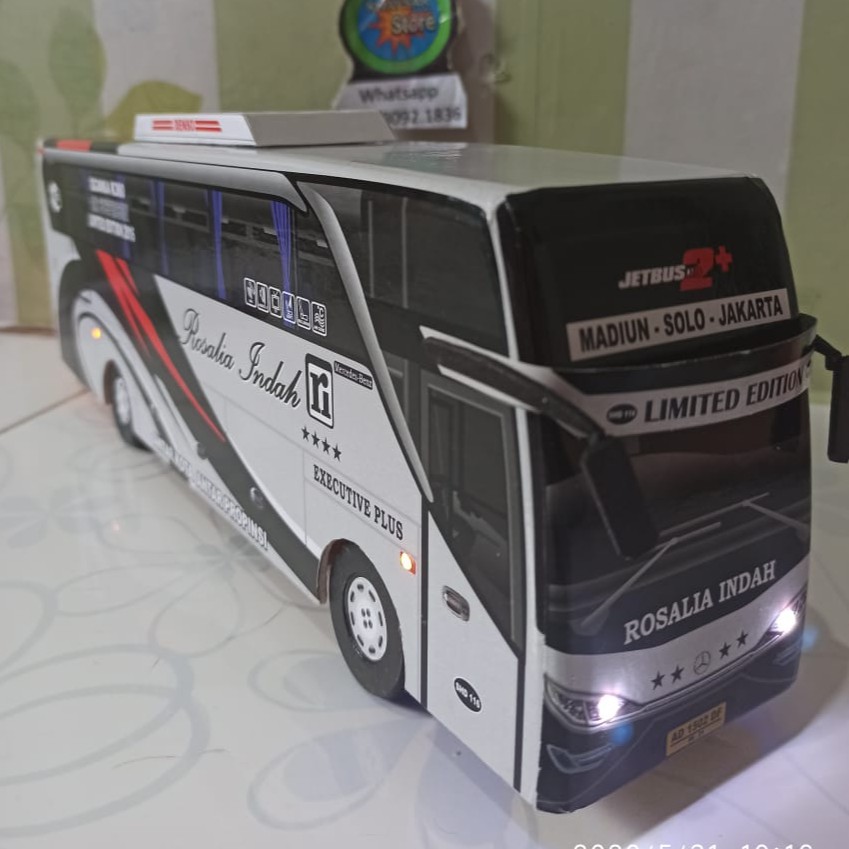 miniatur Bus bis /mainan bus bis rosalia indah plus lampu