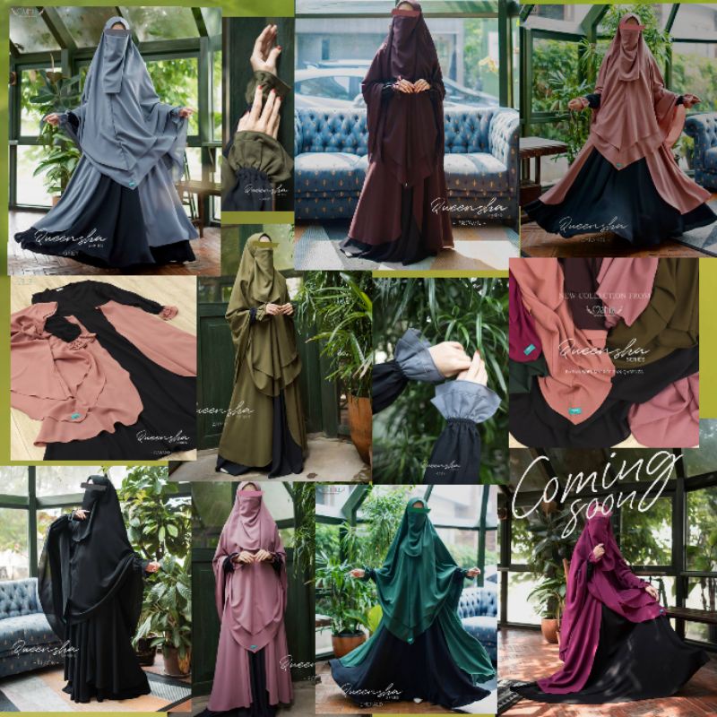 gamis set Queensha Series FREE cadar tali by Mahira