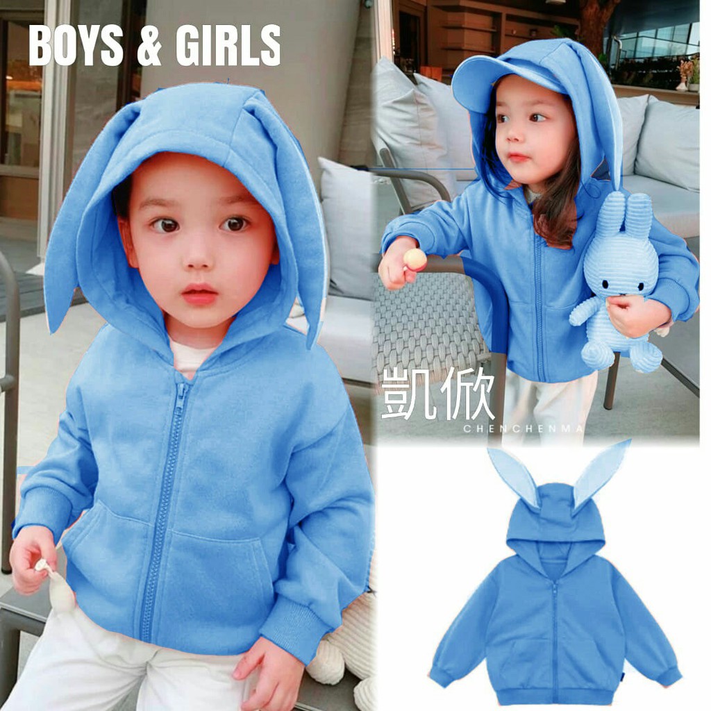 Baju Jaket Hoodie Anak Boy &amp; Girls Rabbit Kids Hoodie 4-6 Tahun MS