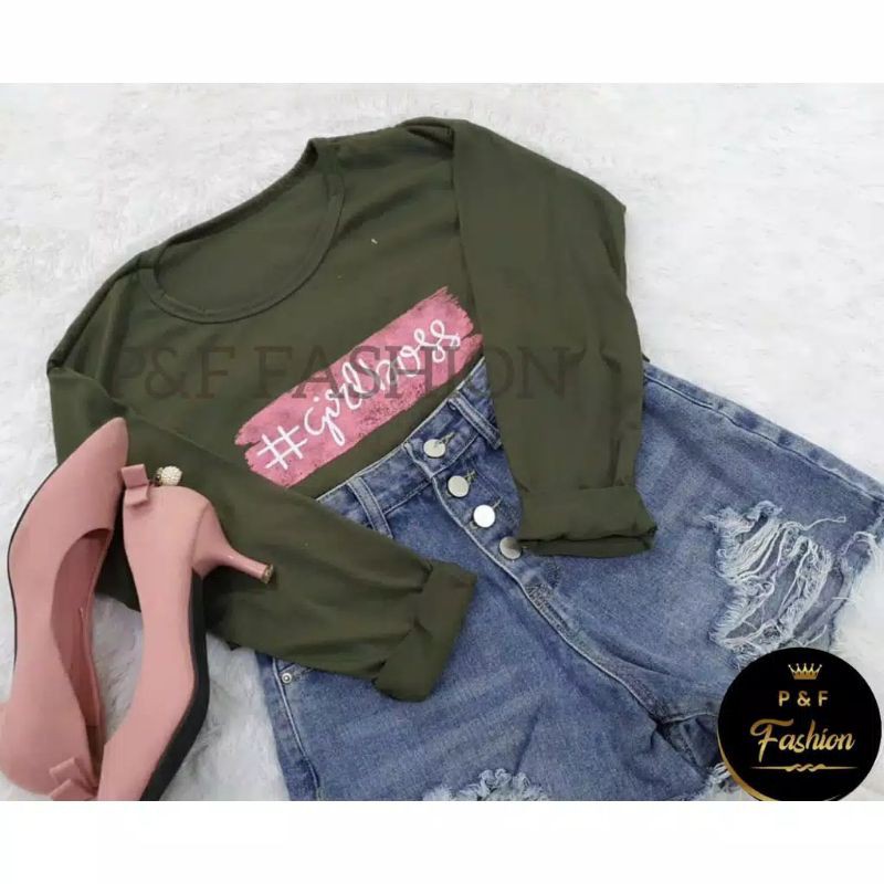 KAOS LENGAN PANJANG GIRL BOSS T-SHIRT TUMBLR