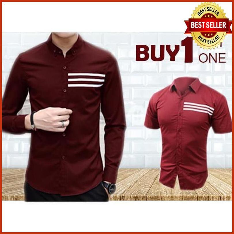 »819³ Fortklass Hado Marun Buy 1 Get 1 Kemeja Polos Pria Formal Slimfit Cowo «
