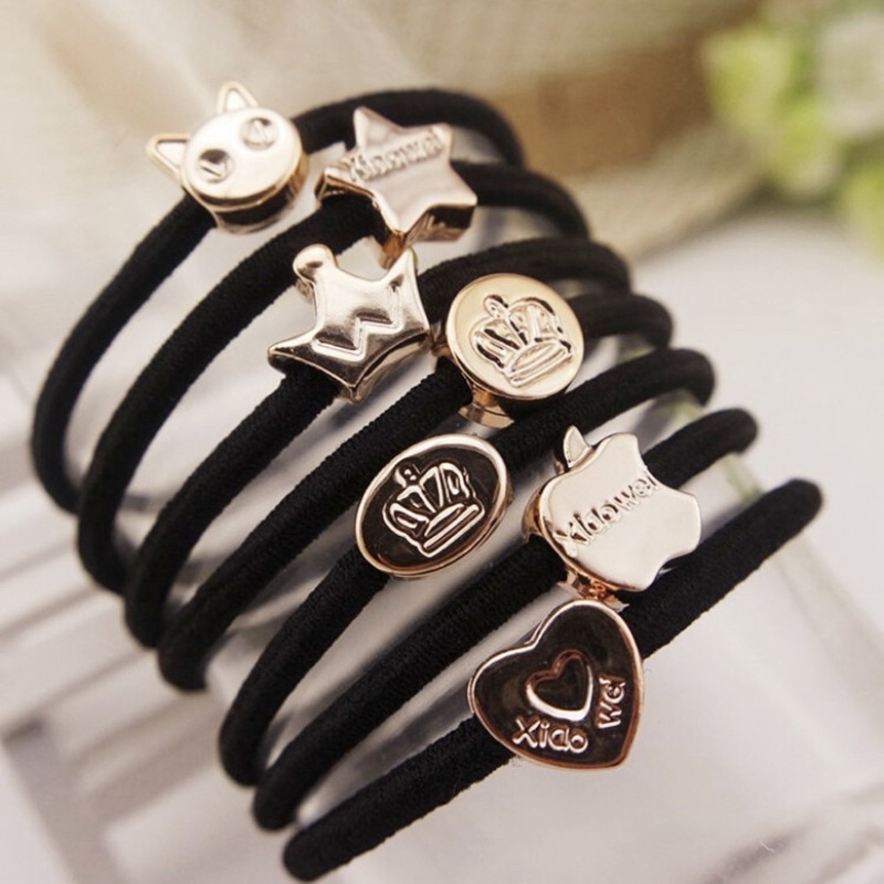 Ikat Rambut Hitam Model Gelang Casual Varian Motif Untuk Wanita Fashion Import Murah