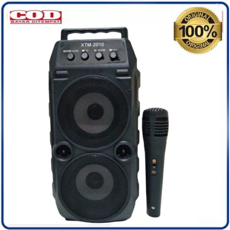 Speaker Portable Bluetooth Xtm 2010 Dual Speaker Free  Mic Karaoke/Salon Aktif  Wireless Radio Fm Speaker Wireless Portable Super Bass