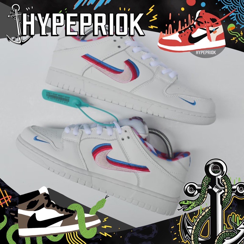 PARRA X sb dunk low silver