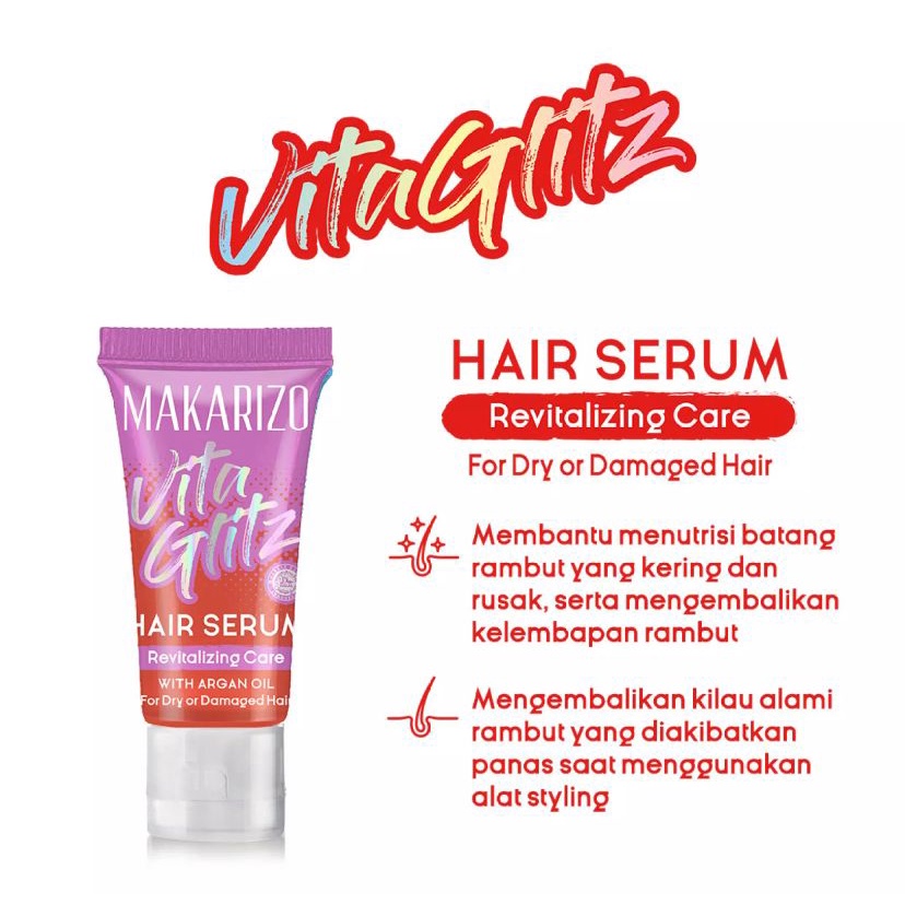 Makarizo VITAGLITZ Hair Serum REVITALIZING CARE - Serum Rambut Tube 8 mL