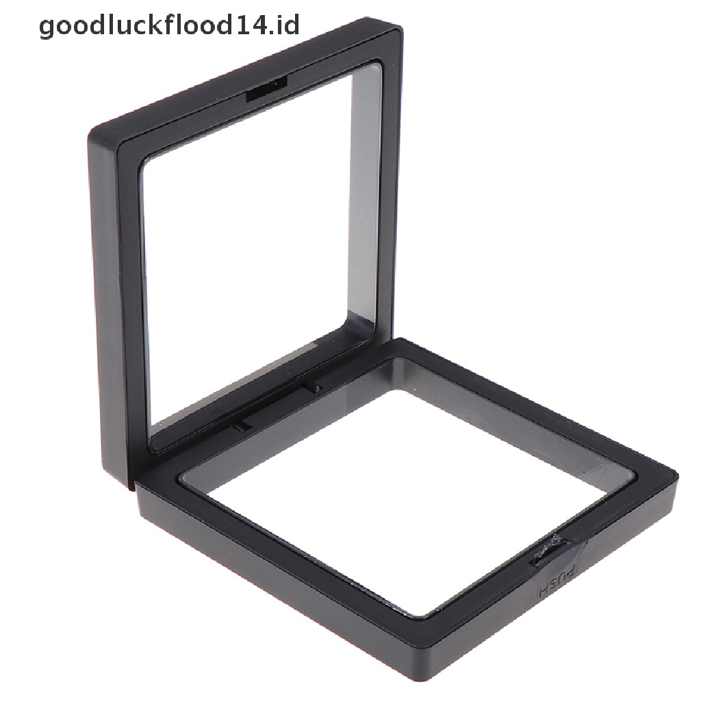 [OOID] 90*90mm Black 3D floating jewelry coin display frame holder box case w/ stand ID