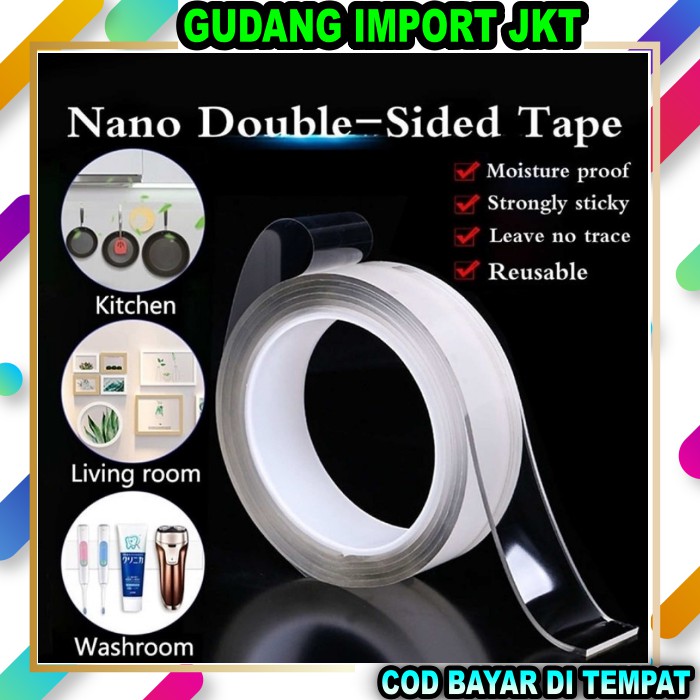 

GIJ - Double Tape Magic Tape Solatip 1 meter Nano Tape Grip Double Tape Selotip Isolasi Double Solasi Lem