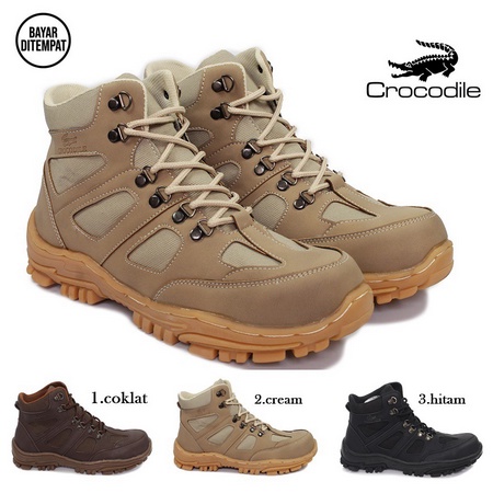 Spesial Diskon !! Sepatu Safety Ujung Besi Proyek Kerja Lapangan Tracking Touring Crocodile Endure