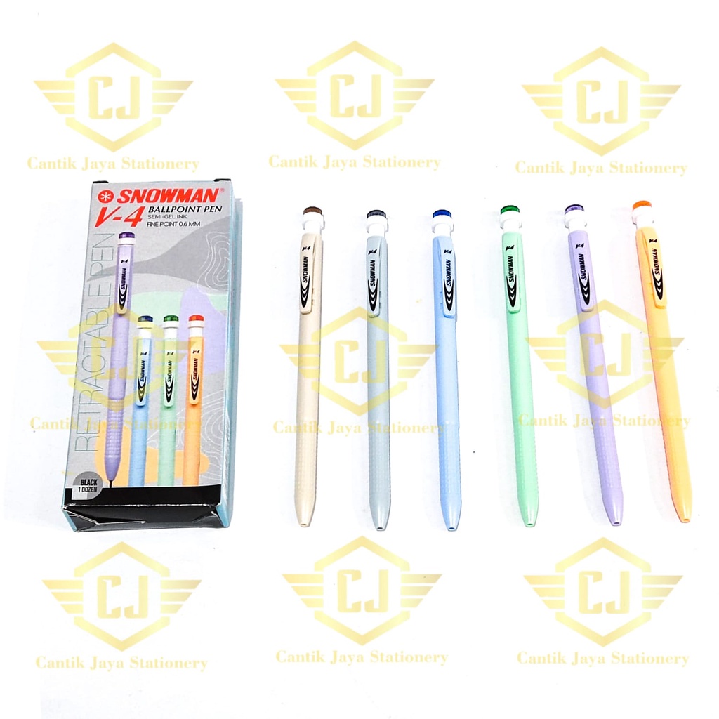 

[ 1 BOX / 12 PCS ] Pulpen Pen Pena Snowman V4