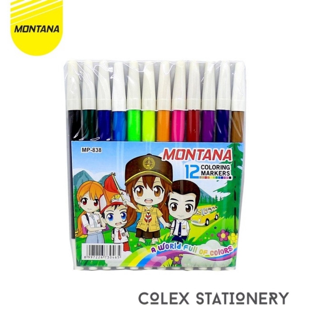 

Spidol 12 Warna Murah / Kelir Air / Coloring Marker Montana 838