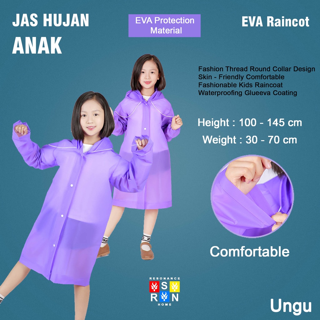 Jas Hujan Anak Phonco Transparant | Eva Raincot for Kids | Resonance Home