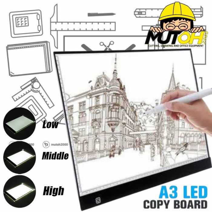 

Sketsagambar- Drawing Tracing A3 Copy Board Papan Jipak Led Light Pad Ultra Slim A3 -Buku-Gambar-