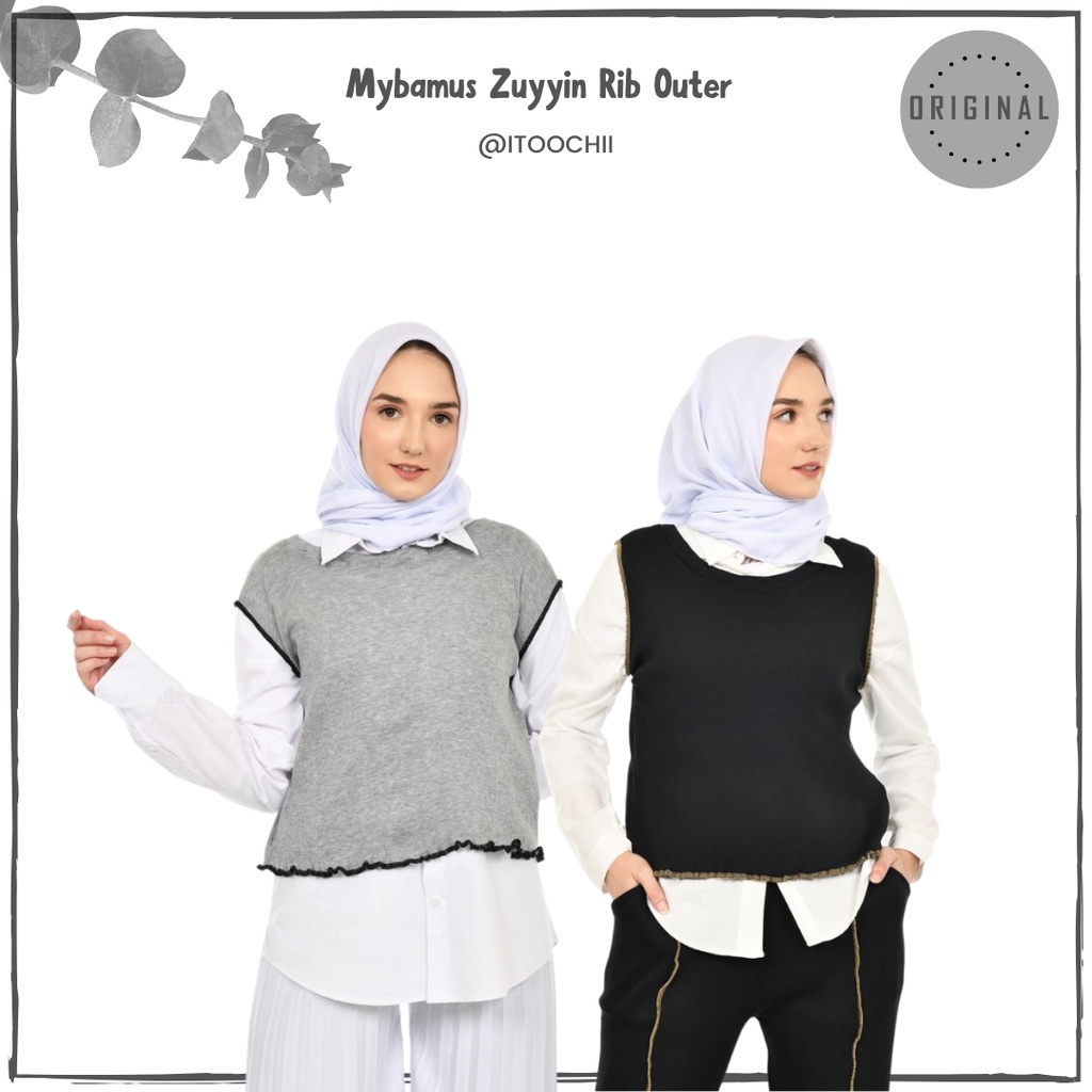 Mybamus Zuyyin Rib Outer Vest Rompi Baju Luaran Muslim Rompi Wanita