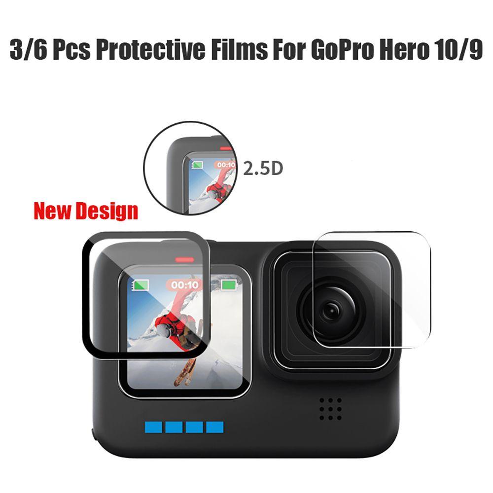 POPULAR Populer 1/2set Film Pelindung Layar Kamera Aksesori Kualitas Tinggi Untuk GoPro Hero10 9hitam