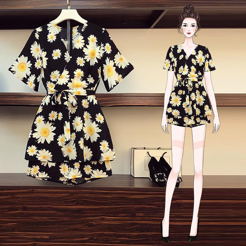 #Sisjuly# Setelan daisy baru wanita gaun sifon longgar dan tipis setelan dua potong gaya Barat