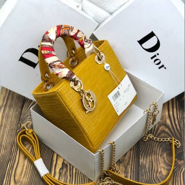 Dior lady croco free box 2 tali panjang uk 19x17