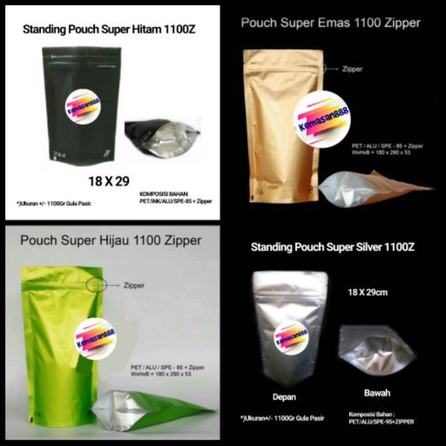 Standing Pouch 1100 Zipper. Kemasan Kopi.