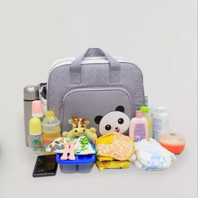 Tas Bayi BESAR Panda Abu Saku Diaper Bag OBT 4331- Bayi Online SHOP