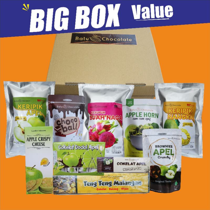 Paket Oleh oleh BIG BOX 1 - isi 10 pcs Bonus Box Oleh-oleh - Oleh Oleh Khas Malang Batu