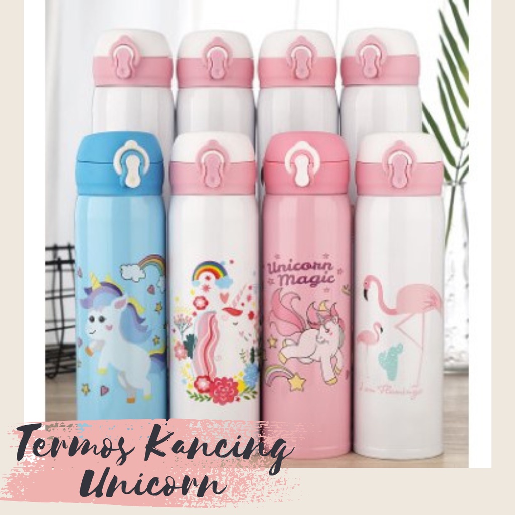 Termos Kancing Unicorn Botol Minum Tahan Panas Dingin Thermos Vacuum Tumbler Stainless Steel 450 ml