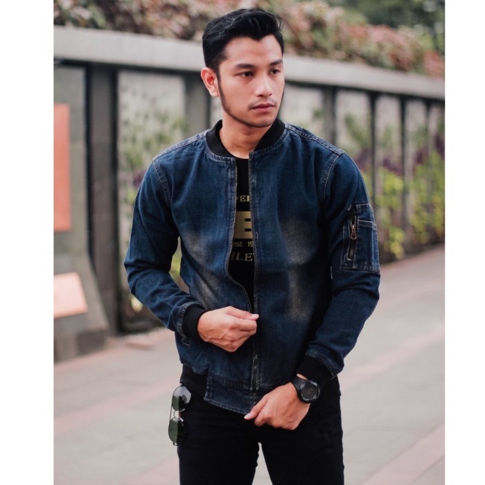 Jaket Jeans Bomber Pria - Biothink Scrub - M