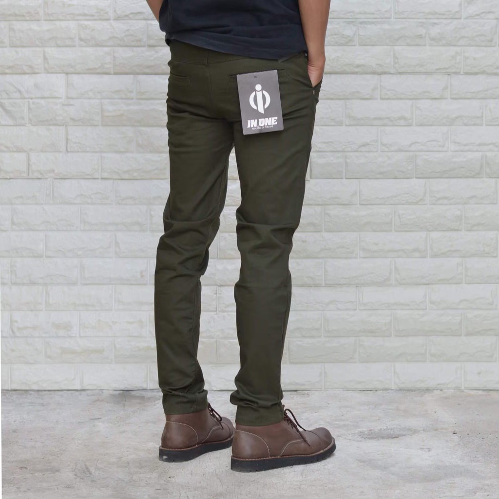 CHINO IN ONE BIG SIZE ORIGINAL Celana Chino Panjang Pria jumbo warna Hijau Seri Art INCB612