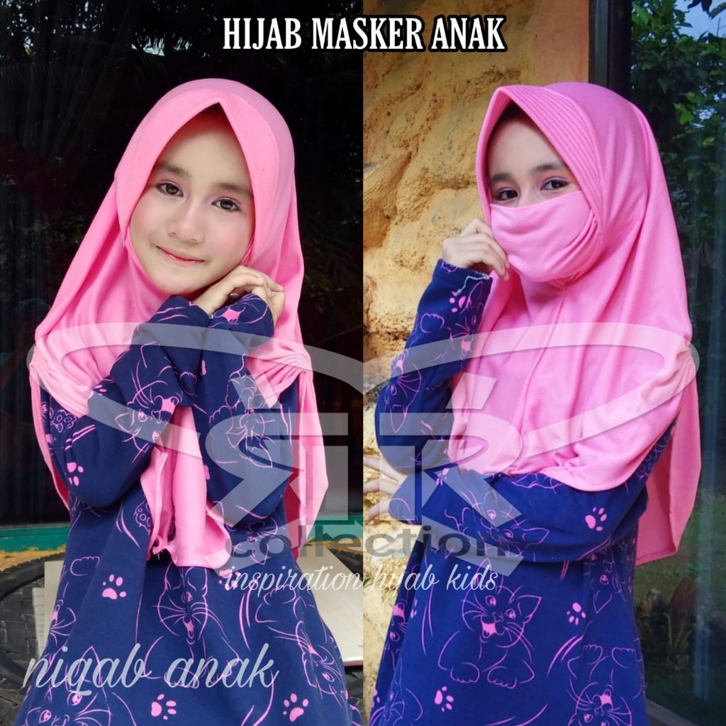 jilbab masker anak /kerudung masker kaos