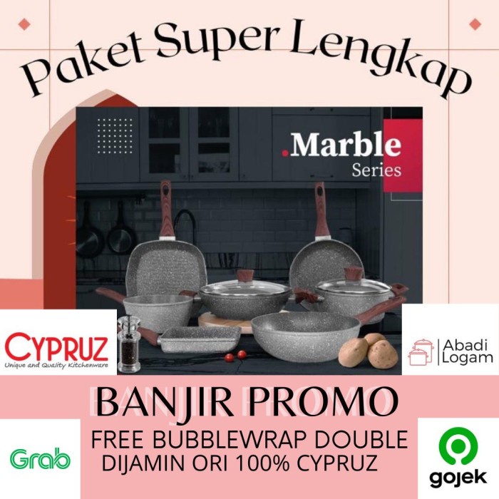Paket Super Lengkap Marble Cookware Set Cypruz - Dapur / Kitchen