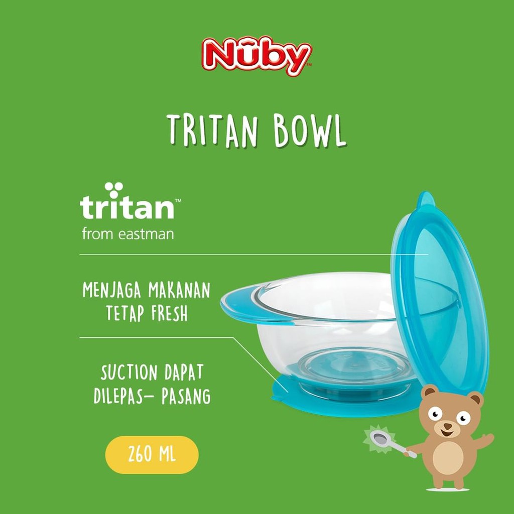 Nuby Tritan 1 Handle Stay Put Bowl Tritan 260ml 125139 / 125140