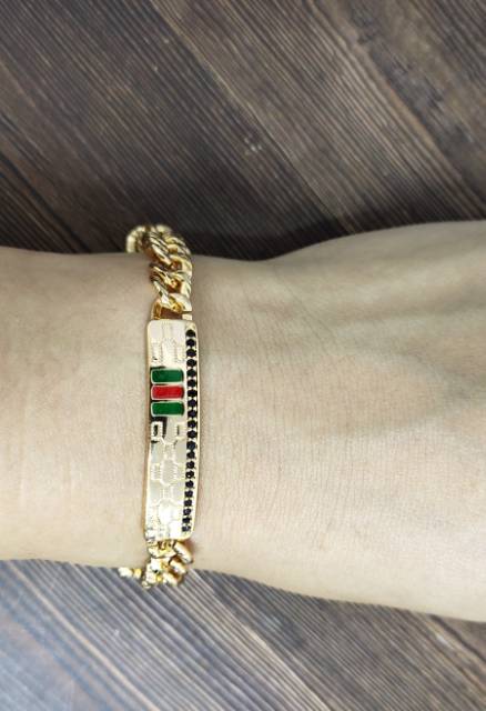 Fifi Fashion Gelang Tangan Plat Sisik Naga Lapis Emas