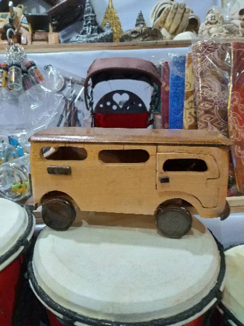 MINIATUR KAYU VW BUS TAYO UKURAN MINI 13x5x6 cm - MAINAN EDUKATIF ANAK - PAJANGAN DEKORASI RUMAH