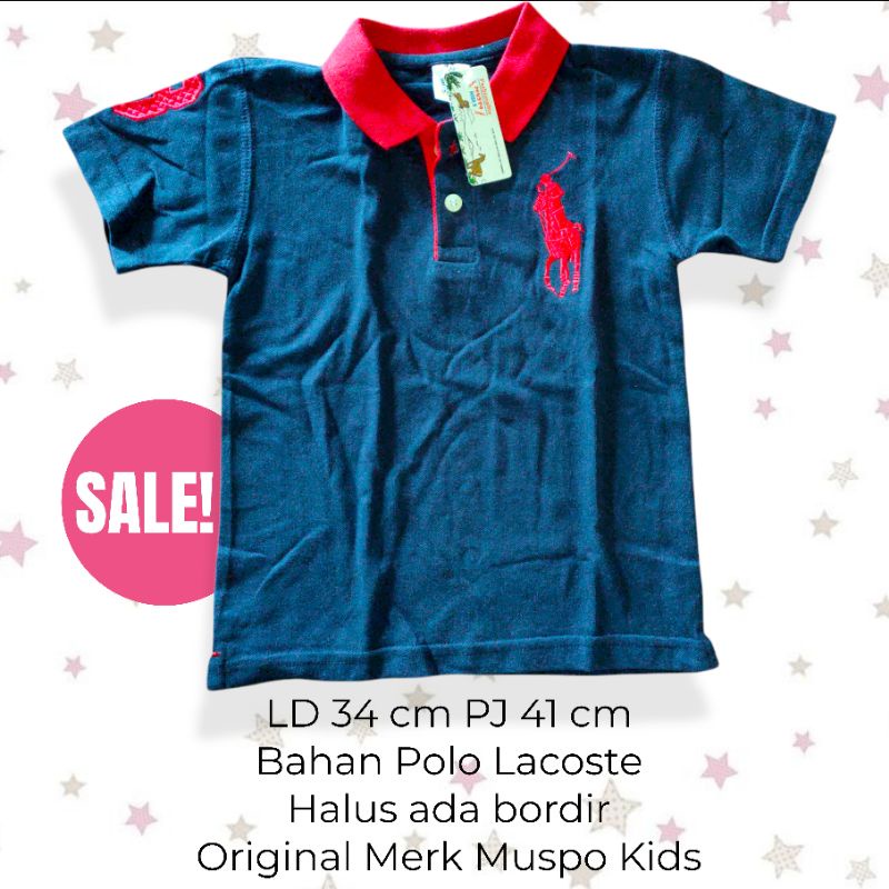 Obral Baju Anak Branded - Kaos Polo Lacoste Navy Merk Muspo Kids