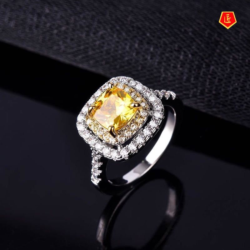 [Ready Stock]Luxury Fashion Yellow Diamond Ring