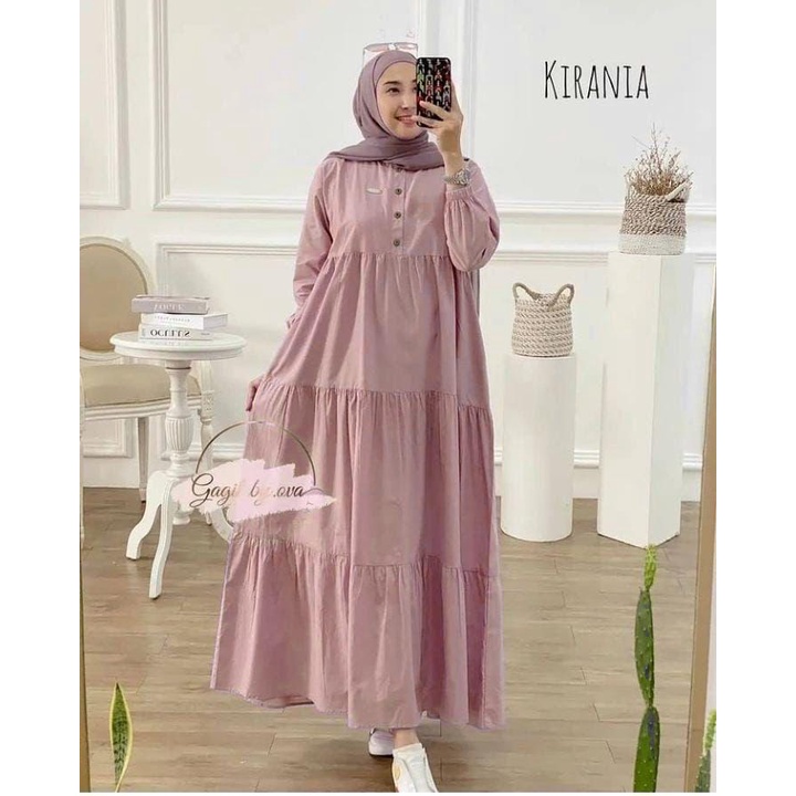KIRANIA DRESS JUMBO KIRANIA MIDI DRESS BAHAN KATUN RAYON FASHION WANITA MODERN