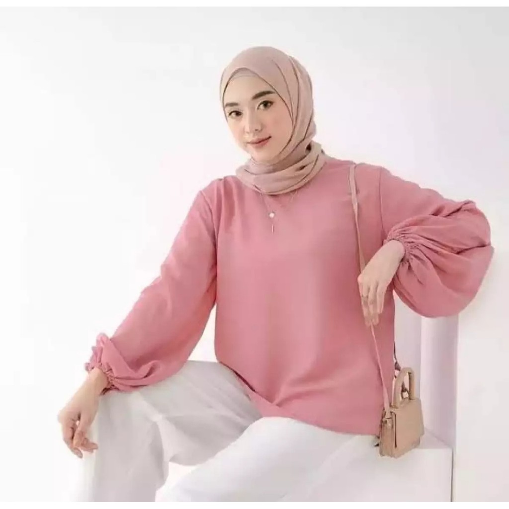 Atasan Hasna Blus Tangan Balon / Blouse / Baju wanita / Atasan wanita /Atasan wanita murah / Atasan 