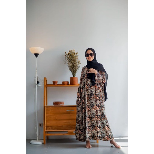 kaftan gamis batik sogan rayon tye dye terbaru murah syari dress muslim remaja brukat jumbo