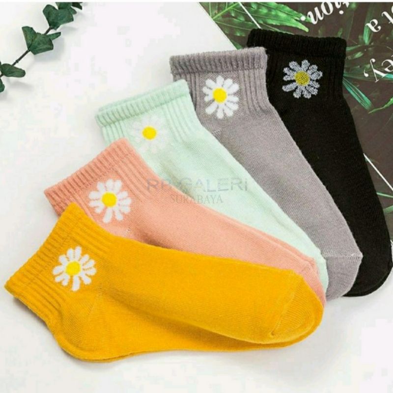 Kaos Kaki Fashion Unisex Motif Polos Beruang Fashion Wanita Pria KAOSKAKI ANKLE Sock BUNGA RB-6