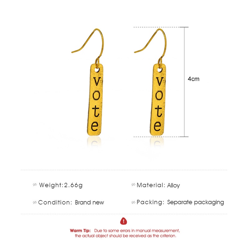 2021 personality simple vote English letter hollow earrings creative cold wind metal earrings design earrings