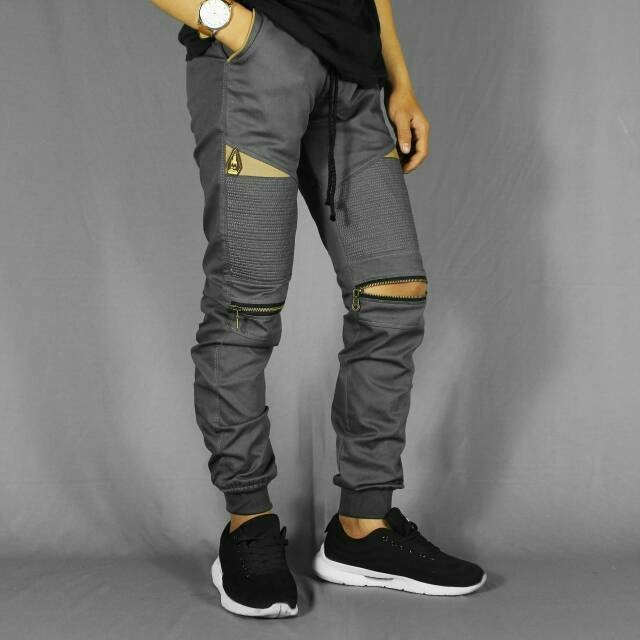 Celana panjang celana jogger resleting celana jogger zipper