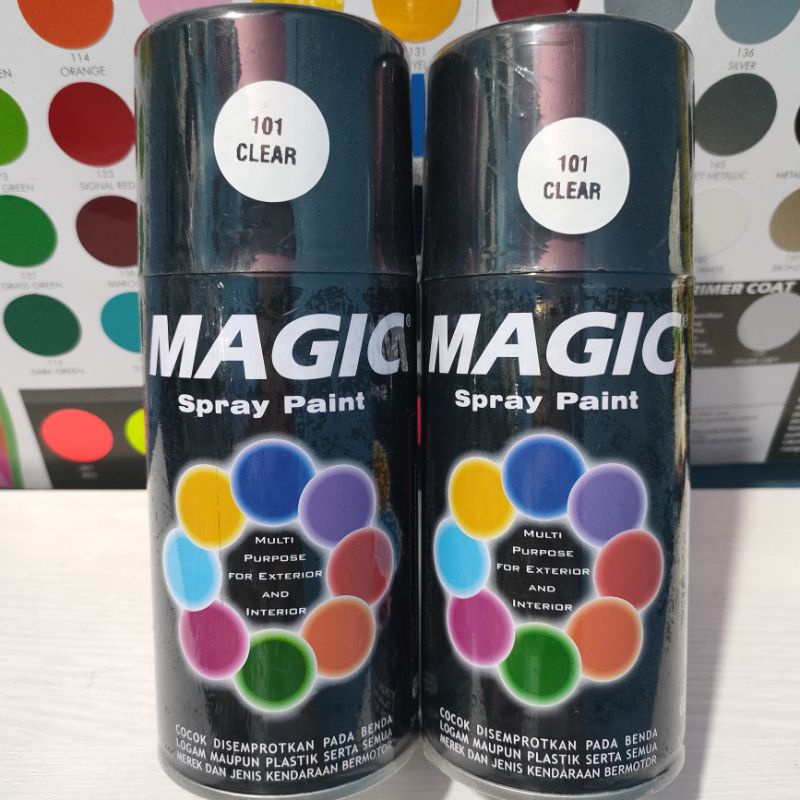 Magic Spray Paint Pilox Pilok Cat Magic Clear Glossy Pernis Bening Mengkilap Transparan 101 300cc Cat Semprot Serbaguna Magic Ukuran Besar 300 cc