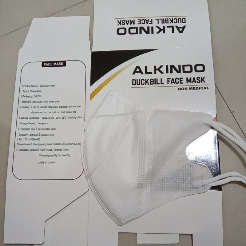 Masker Duckbill Alkindo Putih Garis isi 50