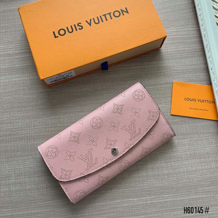 High Premium LV Louis Vuitton Iris Wallet Mahina Leather Pink H60145