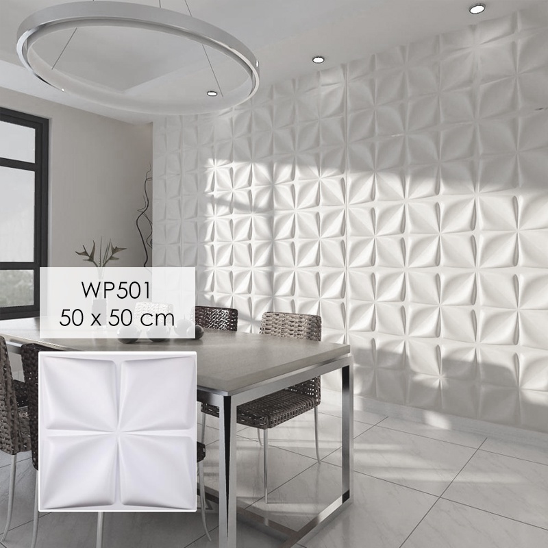 Wall Panel 3D Dinding Ornamen Bahan PVC Bisa Dibersihkan Motif Timbul MINIMAL ORDER 6 PCS-WP501 50x50cm
