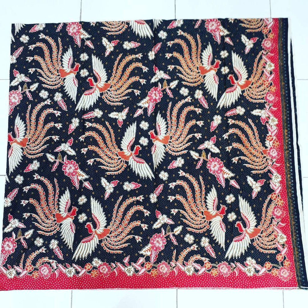 Kain Batik Solo Motif Burung Merak Tarung Warna Merah Shopee