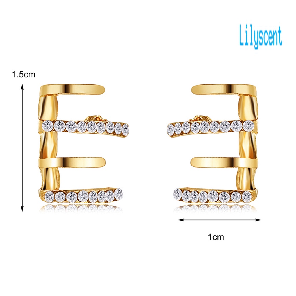 Ls 1 Pasang Anting Tusuk 4 Cakar Hias Berlian Imitasi Gaya Korea Untuk Wanita / Pesta Pernikahan