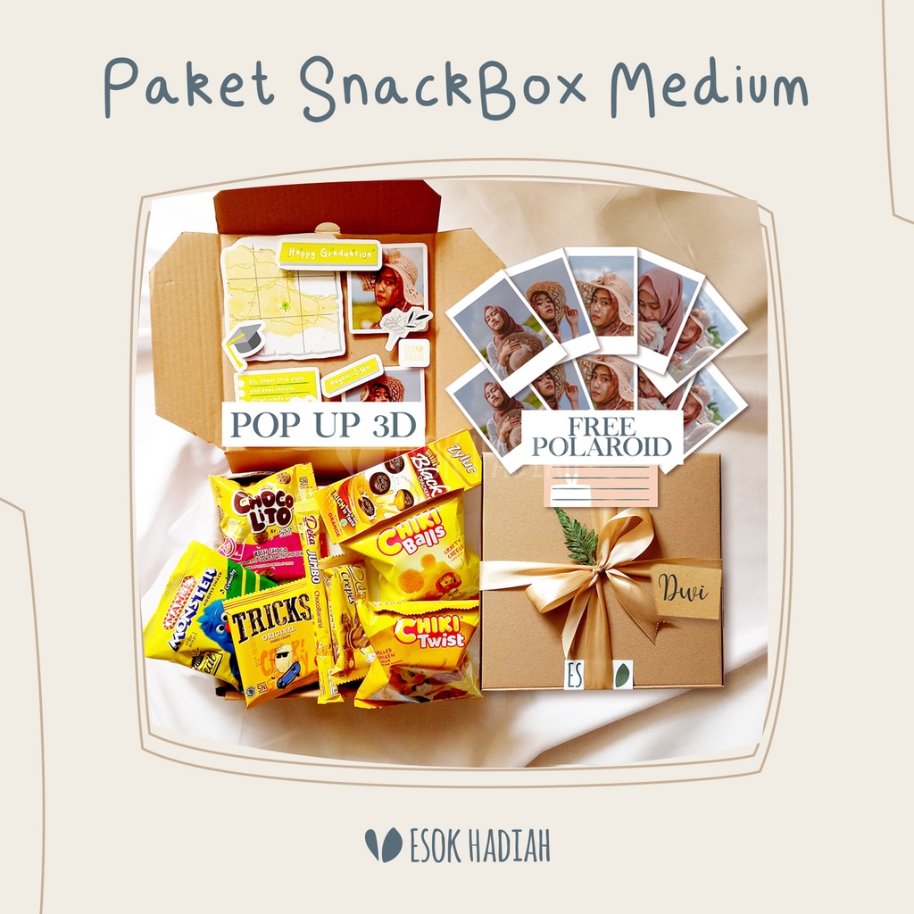 

Snack Box Jumbo + 3D POP UP Foto + 10 Polaroid Gift Pack by Esok Hadiah - Kado Wisuda, Wedding, Anniversary