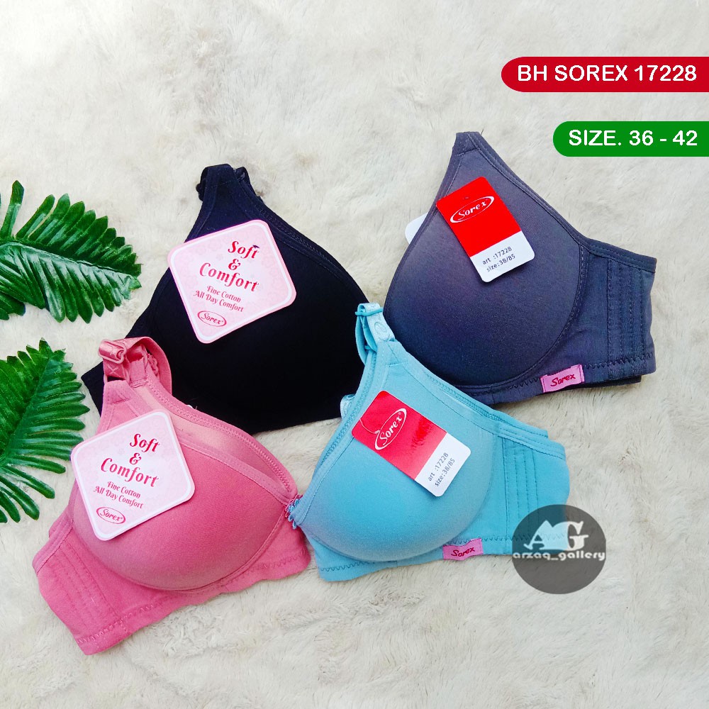 Sorex Bra Super Soft Busa Tanpa Kawat Cup Besar Kait 3 Setara Cup B-C BH Harian 17228