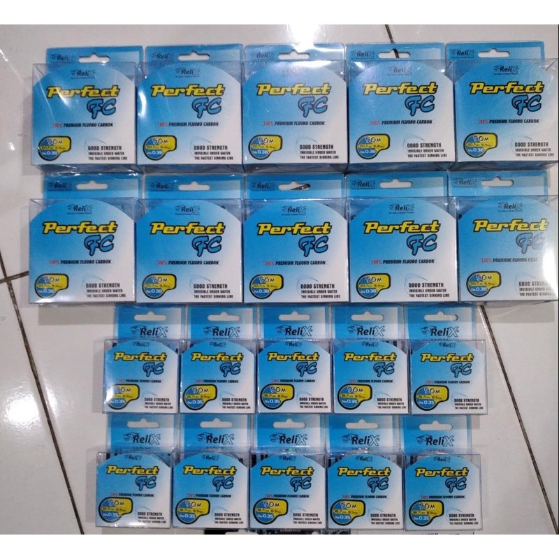 SENAR PERFECT RELIX FC 50m - 0.38mm / 038 / 20.7LBS NILON PERFECT FC TRANSPARANT PUTIH FLUOROCARBON